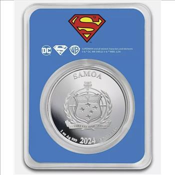 1 oz .999 Silver DC Comics 2024 Superman Color Samoa Coin in TEP