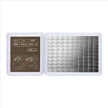 100 gram Valcambi CombiBar Silver Bars - 100 x 1 Gram Bars - .999 Fine Silver