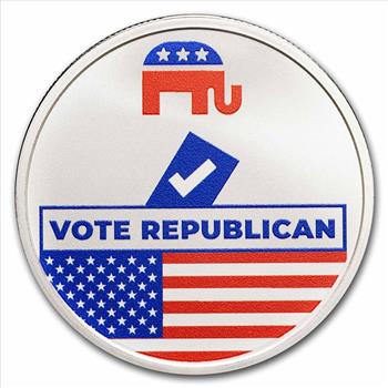 1 oz Silver Colorized Round - Vote Republican