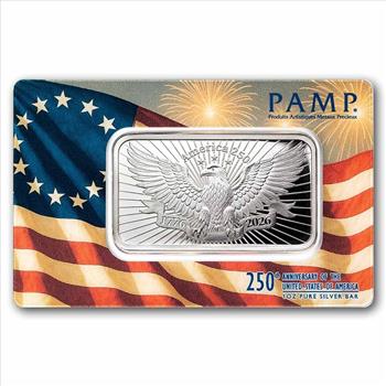 1 oz Silver Bar - PAMP 250th Anniversary of the USA