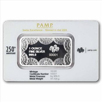 1 oz Silver Bar - PAMP 250th Anniversary of the USA
