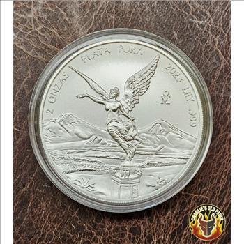 2023 Mexico 2 oz Libertad .999 Silver Banco de México BU Coin in Capsule