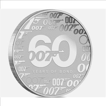 2022 Tuvalu 1 oz .9999 Silver 60 Years of James Bond 007 BU in capsule