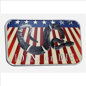 1 oz Silver Bar Join or Die Snake Colorized .999 Silver Bullion Bar BU
