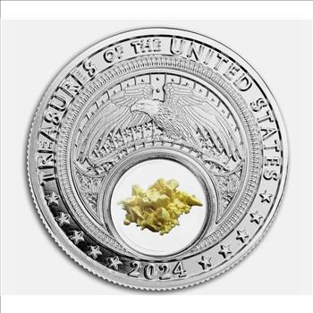 2024 1 oz Fine Silver Treasures of the U.S. Texas Sulfur (Colorized) Box & COA