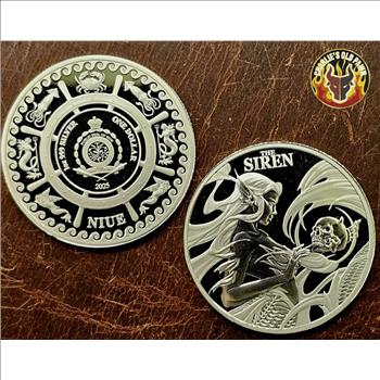 2025 Niue 1 oz .999 Fine Silver Mythical Creatures The Siren BU Round in Capsule