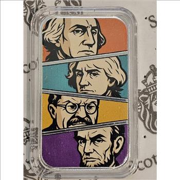 1 oz .999 Fine Silver Liberty League Colorized Bullion Art Bar
