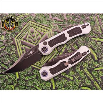 Heretic Knives Wraith V4 Auto Bowie Battleworn Black w/Blizzard Worn Chassis H002-8A-BLZ