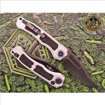 Heretic Knives Wraith V4 Auto Bowie Battleworn Black w/Blizzard Worn Chassis H002-8A-BLZ