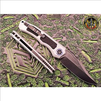 Heretic Knives Wraith V4 Auto Bowie Battleworn Black w/Blizzard Worn Chassis H002-8A-BLZ
