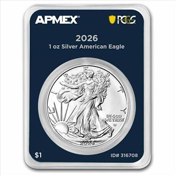 2026 1 oz Silver American Eagle Mint Direct Premier + PCGS First Strike Coin in TEP