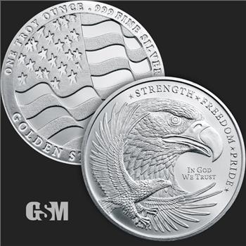 1 oz Silver Double Eagle & Flag Strength-Freedom-Pride .999 Silver Round BU