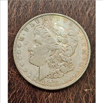 1886 P Morgan Silver Dollar $1 Coin- Cond. Very Good - OBV Cleaned
