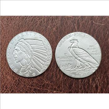 1 oz .999 Fine Silver Incuse Indian Eagle Rounds - (2) 1/2 oz Rounds