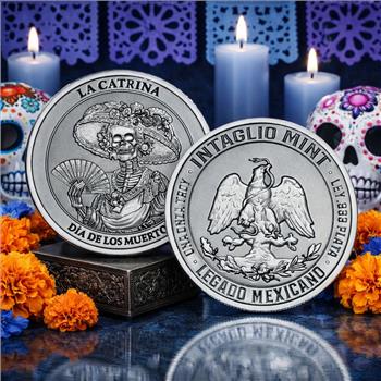 La Catrina Día de los Muertos 1 oz .999 Fine Silver Round Legado Mexicano Series
