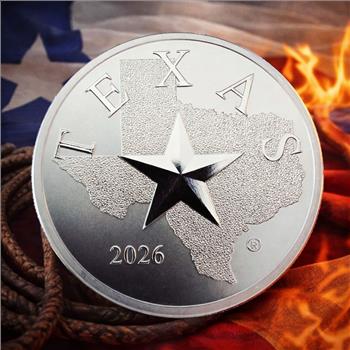 2026 1 oz .9999 Fine Silver Reverse Proof Silver Texas Round - Texas State Mint
