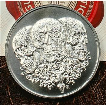 Tres Calaveras – Sugar Skull Trio 1 oz .999 Fine Silver Round - Legado Mexicano
