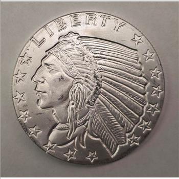 1/2 oz Incuse Indian Fractional .999 Silver Round