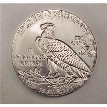 1/2 oz Incuse Indian Fractional .999 Silver Round