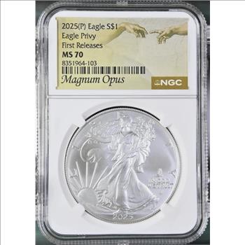 2025-P 1 oz American Silver Eagle Eagle Privy NGC MS70 First Releases