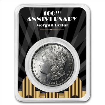 1921 Morgan Silver Dollar BU Coin 100th Anniversary Spotlights - Assay Card