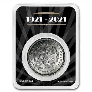 1921 Morgan Silver Dollar BU Coin 100th Anniversary Spotlights - Assay Card