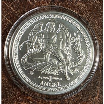 2014 Isle of Man 1 oz .999 Silver Angel BU Pobjoy Mint St. Michael w/ COA