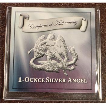 2014 Isle of Man 1 oz .999 Silver Angel BU Pobjoy Mint St. Michael w/ COA