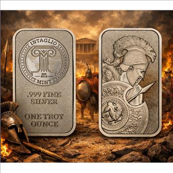 1 oz Silver Bar - 1 oz .999 Fine Silver Molon Labe Ingot - Intaglio Mint