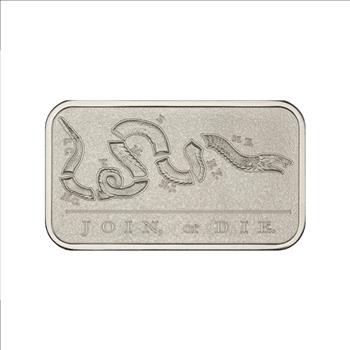 1 oz Silver Bar - 1 oz .999 Fine Silver Join or Die Ingot - Intaglio Mint