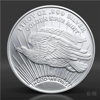 1 oz Silver St. Gaudens Round .999 Fine Silver Bullion - 1 Troy Ounce Silver