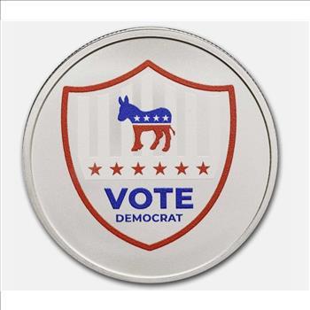 1 oz Silver Round Colorized - Vote Democrat - Capsule w/GiftBag