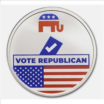 1 oz Silver Round Colorized - Vote Republican - Capsule w/Gift Bag