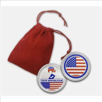 1 oz Silver Round Colorized - Vote Republican - Capsule w/Gift Bag