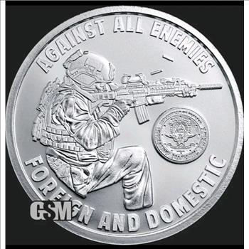 2026 Against All Enemies 1 oz .999 Fine Silver Shield Round BU