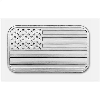 1 oz Silver Bar - American Flag Design (Eagle Back) - .999 Fine Silver Bar