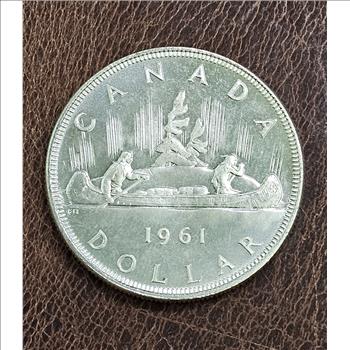 1961 Canada Silver Dollar Coin Circulated 80% Silver Canadian Dollar