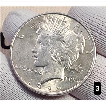 1922 $1 Peace Silver Dollar Coin 90% Silver - AU Auction #3