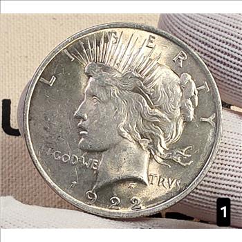 1922 $1 Peace Silver Dollar Coin 90% Silver - AU Auction #1