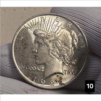 1922 $1 Peace Silver Dollar Coin 90% Silver - AU Auction #10