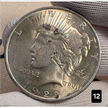 1922 $1 Peace Silver Dollar Coin 90% Silver - AU Auction #12