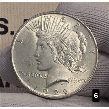 1922 $1 Peace Silver Dollar Coin 90% Silver - AU Auction #6