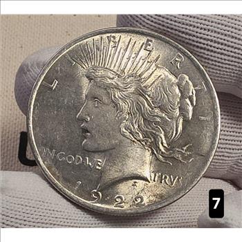 1922 $1 Peace Silver Dollar Coin 90% Silver - AU Auction #7