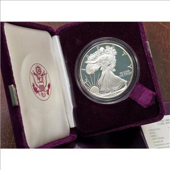 1986-S 1 oz Proof American Silver Eagle (w/Box & COA)