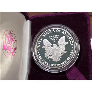 1986-S 1 oz Proof American Silver Eagle (w/Box & COA)