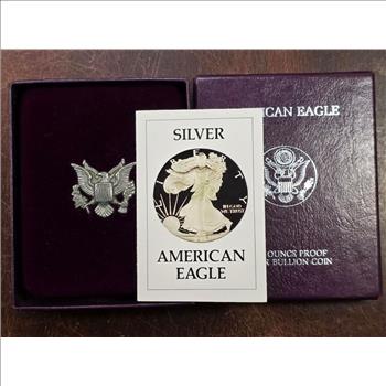1986-S 1 oz Proof American Silver Eagle (w/Box & COA)