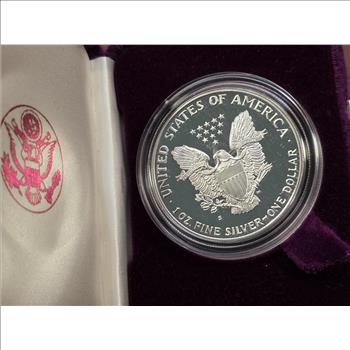 1987-S 1 oz Proof American Silver Eagle (w/Box & COA)