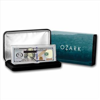 4 oz .999 Fine Silver Bar - Ozark $100 Bill (w/Box & COA)