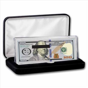 4 oz .999 Fine Silver Bar - Ozark $100 Bill (w/Box & COA)