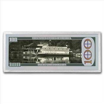 4 oz .999 Fine Silver Bar - Ozark $100 Bill (w/Box & COA)